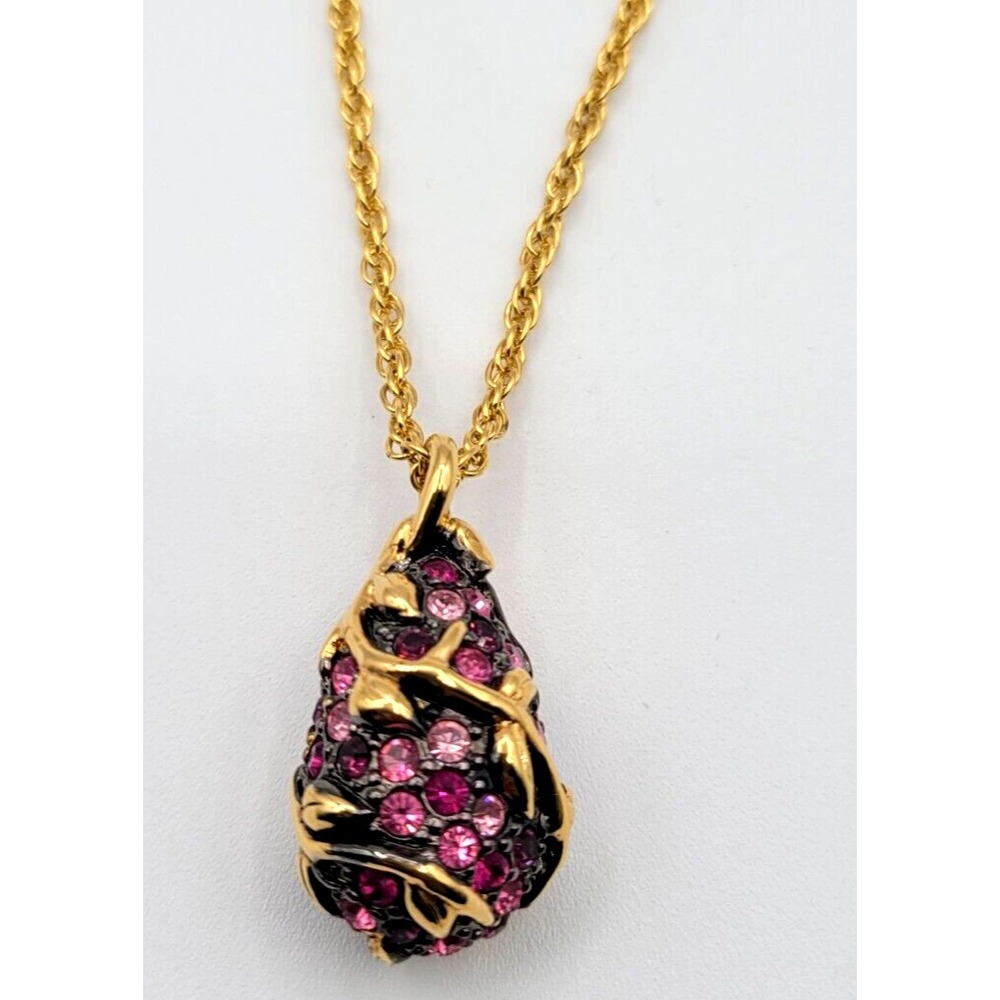 JOAN‎ RIVERS PURPLE RHINESTONES EGG PENDANT NECKLACE SIGNED 30"